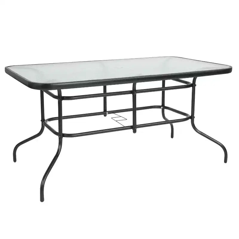 Ensemble de salle à manger d'extérieur 5 pièces Flash Furniture Brazos - Table de patio en verre trempé, 4 chaises empilables Flex Comfort