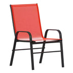 Ensemble de salle à manger d'extérieur 5 pièces Flash Furniture Brazos - Table de patio en verre trempé, 4 chaises empilables Flex Comfort