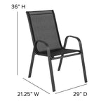 Ensemble de salle à manger d'extérieur 5 pièces Flash Furniture Brazos - Table de patio en verre trempé, 4 chaises empilables Flex Comfort