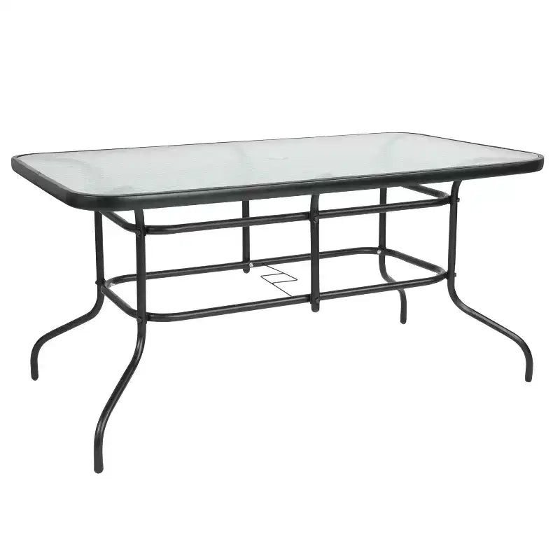Ensemble de salle à manger d'extérieur 5 pièces Flash Furniture Brazos - Table de patio en verre trempé, 4 chaises empilables Flex Comfort