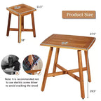 Costway Ensemble de salle à manger d'extérieur 5 pièces en acacia avec table carrée et 4 tabourets marron rougeâtre