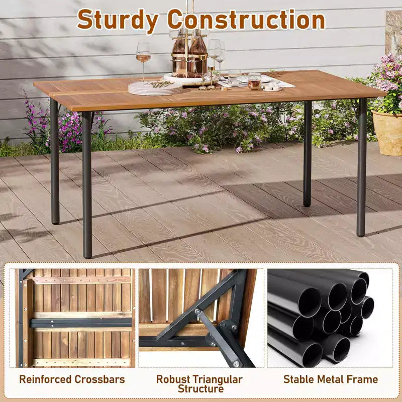 Costway 7PCS Patio Rattan Dining Set Table Top W/Umbrella Hole