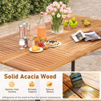 Costway 7PCS Patio Rattan Dining Set Table Top W/Umbrella Hole