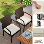 Costway 7PCS Patio Rattan Dining Set Table Top W/Umbrella Hole