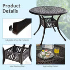 Costway Salon de jardin 5 pièces bistrot en fonte d'aluminium avec table ronde et chaises