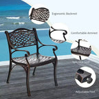 Costway Salon de jardin 5 pièces bistrot en fonte d'aluminium avec table ronde et chaises