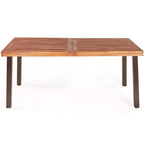 Costway 3 Pieces Picnic Table Set Acacia Wood Table Bench with Steel Legs Outdoor Patio