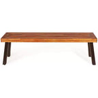 Costway 3 Pieces Picnic Table Set Acacia Wood Table Bench with Steel Legs Outdoor Patio