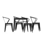 Flash Furniture Table carrée en résine toutes saisons et 4 chaises en métal avec assise en résine-noir