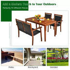 Costway 4PCS Patio Rattan Dining Furniture Set Acacia Wood Frame Stackable Chair Loveseat