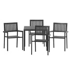 Ensemble de salle à manger 5 pièces Merrick Lane pour l'intérieur/l'extérieur avec table et quatre chaises à lattes en résine noire
