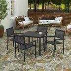 Ensemble de salle à manger 5 pièces Merrick Lane pour l'intérieur/l'extérieur avec table et quatre chaises à lattes en résine noire