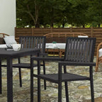 Ensemble de salle à manger 5 pièces Merrick Lane pour l'intérieur/l'extérieur avec table et quatre chaises à lattes en résine noire
