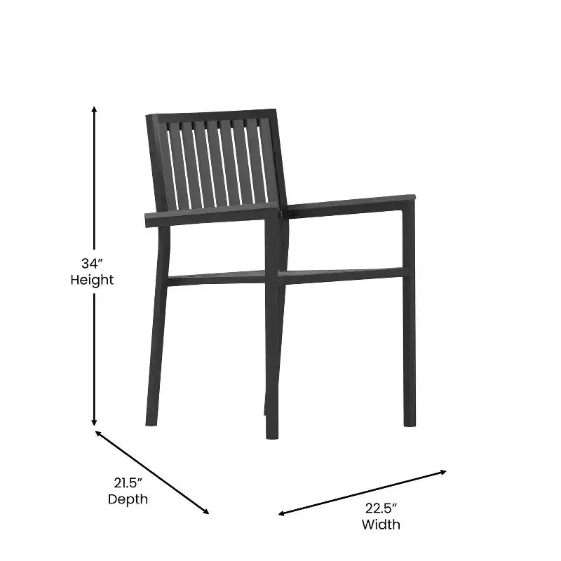 Ensemble de salle à manger 5 pièces Merrick Lane pour l'intérieur/l'extérieur avec table et quatre chaises à lattes en résine noire
