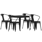 Emma and Oliver Modern 5 Piece Weather and Rust Resistant Black Steel and Polyresin Patio Set with Table & 4 Chairs Indoor and Outdoor Use