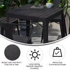 Emma et Oliver, ensemble de patio moderne de 5 pièces en acier noir et polyrésine, résistant aux intempéries et à la rouille, avec table et 4 chaises, utilisation intérieure et extérieure