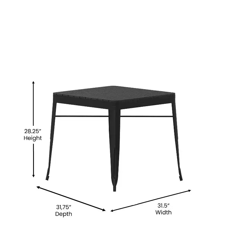 Emma et Oliver, ensemble de patio moderne de 5 pièces en acier noir et polyrésine, résistant aux intempéries et à la rouille, avec table et 4 chaises, utilisation intérieure et extérieure