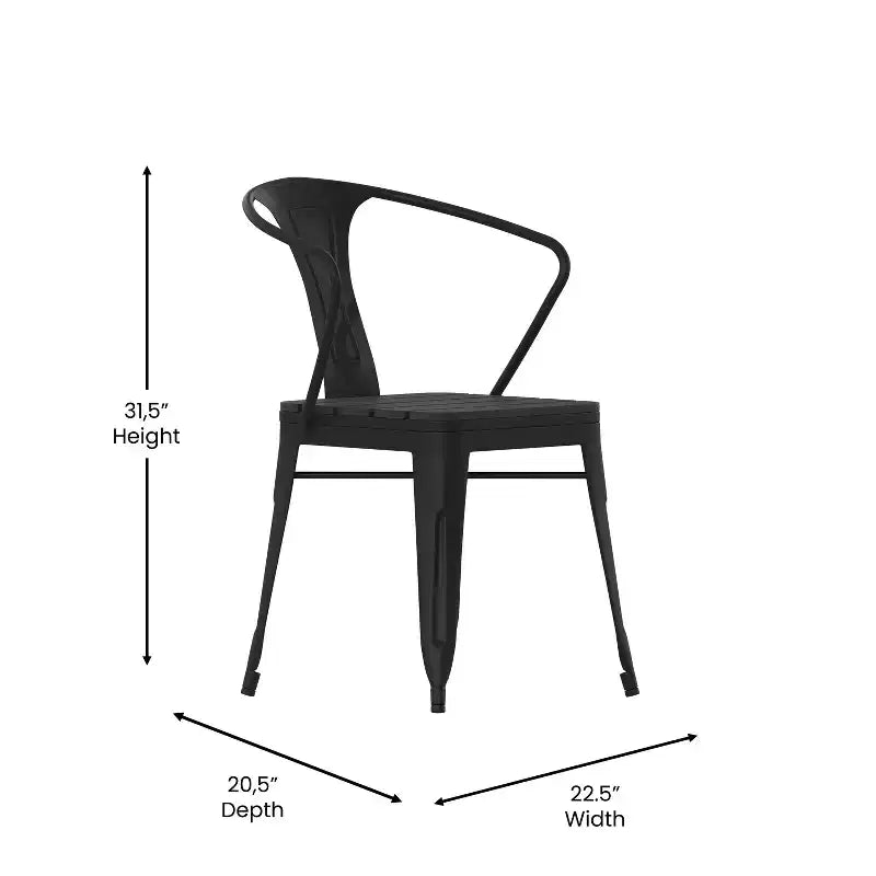 Emma et Oliver, ensemble de patio moderne de 5 pièces en acier noir et polyrésine, résistant aux intempéries et à la rouille, avec table et 4 chaises, utilisation intérieure et extérieure