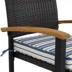 Ensemble de salle à manger d'extérieur Carlow de Sunnydaze en rotin et bois d'acacia avec table, chaises et coussins d'assise - 7 pièces