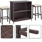 Yaheetech Ensemble de bar extérieur 3 pièces en rotin pour patio, marron