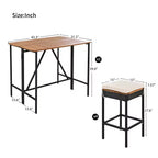 Ensemble de bar 5 pièces en osier pour terrasse extérieure avec plateau pliant en bois d'acacia, 4 tabourets et 1 table, marron - ModernLuxe