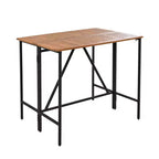 Ensemble de bar 5 pièces en osier pour terrasse extérieure avec plateau pliant en bois d'acacia, 4 tabourets et 1 table, marron - ModernLuxe