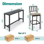 Costway 3PCS Patio Dining Table Set Metal Bar Table & Chairs Set with Cushion