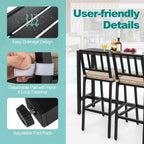 Costway 3PCS Patio Dining Table Set Metal Bar Table & Chairs Set with Cushion