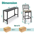 Costway 3PCS Outdoor Metal Bar Table & Chairs Set Patio Dining Table Set with Cushion