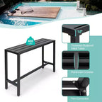 Costway 3PCS Outdoor Metal Bar Table & Chairs Set Patio Dining Table Set with Cushion