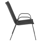 Ensemble de patio trois pièces Emma et Oliver avec table à cadre métallique rond et plateau en verre trempé et deux chaises empilables Flex Comfort