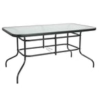 Ensemble de table de patio sept pièces Emma et Oliver avec table en métal avec plateau en verre trempé et 6 chaises empilables Flex Comfort