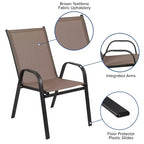 Ensemble de table de patio sept pièces Emma et Oliver avec table en métal avec plateau en verre trempé et 6 chaises empilables Flex Comfort