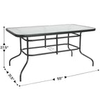 Ensemble de table de patio sept pièces Emma et Oliver avec table en métal avec plateau en verre trempé et 6 chaises empilables Flex Comfort