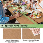 Costway Ensemble table et banc de pique-nique 1,8 m Extérieur HDPE Table robuste pour 6 à 8 personnes Marron/Gris