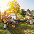 Costway 3-Piece Folding Table Stool Set with a Camping Table & 2 Retractable LED Stools