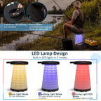 Costway 3-Piece Folding Table Stool Set with a Camping Table & 2 Retractable LED Stools