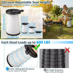 Costway 3-Piece Folding Table Stool Set with a Camping Table & 2 Retractable LED Stools