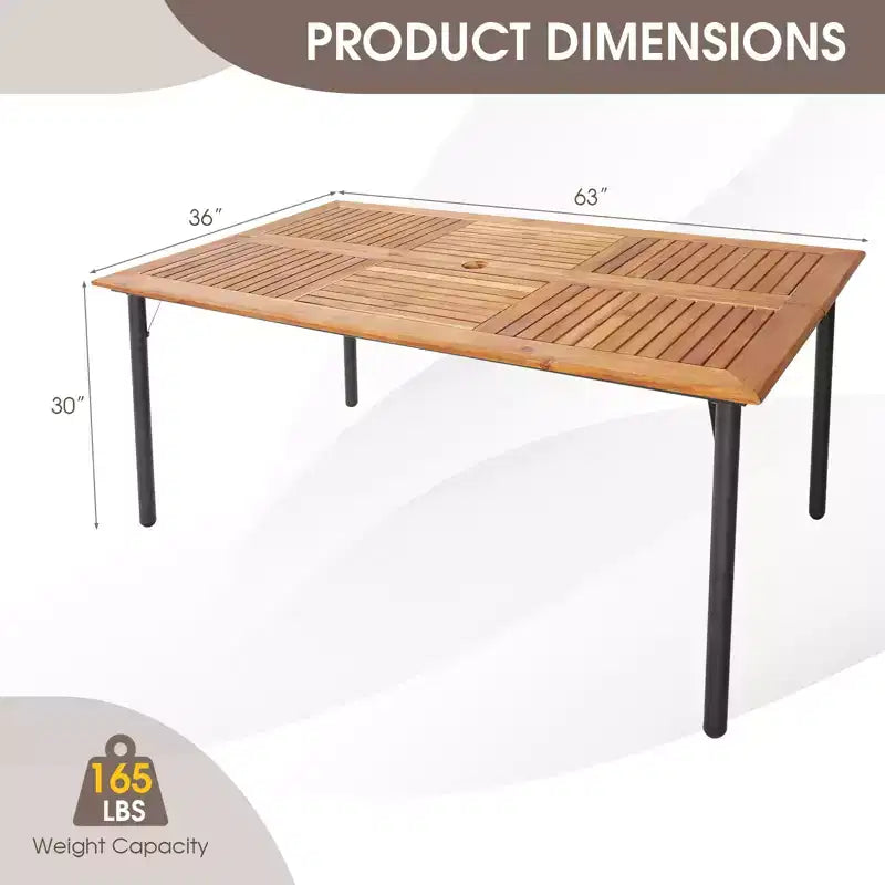 Costway Ensemble de salle à manger d'extérieur 5 pièces chaises à accoudoirs avec coussins table en bois d'acacia avec trou pour parasol