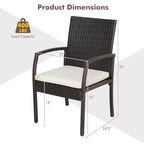 Costway Ensemble de salle à manger d'extérieur 5 pièces chaises à accoudoirs avec coussins table en bois d'acacia avec trou pour parasol