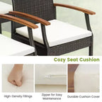 Costway 7PCS Patio Dining Set Cushion Acacia Wood Armrests Table with Umbrella Hole