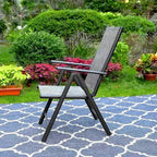 Ensemble de salle à manger d'extérieur 5 pièces Captiva Designs avec chaises pliantes réglables 7 positions et table ronde en métal avec trou pour parasol