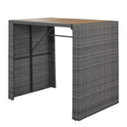 Ensemble de bar extérieur 5 pièces en bois d'acacia et osier avec tabourets et coussins amovibles, gris - ModernLuxe