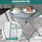 Costway 3pcs Patio Folding Table Chair Set Extra-Large Seat Metal Frame Portable Outdoor