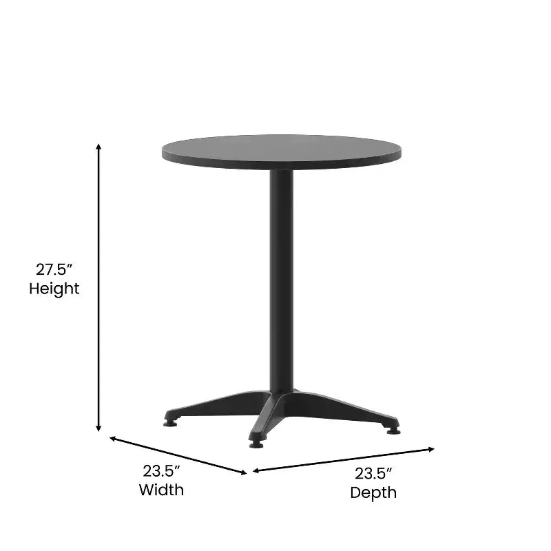 Ensemble table ronde d'intérieur-extérieur en aluminium 23,5 po Emma et Oliver avec 2 chaises à dossier à lattes
