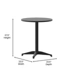 Ensemble table ronde d'intérieur-extérieur en aluminium 23,5 po Emma et Oliver avec 2 chaises à dossier à lattes