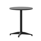 Ensemble table ronde d'intérieur-extérieur en aluminium 23,5 po Emma et Oliver avec 2 chaises à dossier à lattes