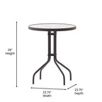 Flash Furniture Lila 23.75'' Round Glass Metal Table with 2 Metal Aluminum Slat Stack Chairs