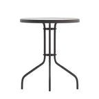 Flash Furniture Lila 23.75'' Round Glass Metal Table with 2 Metal Aluminum Slat Stack Chairs