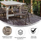 Flash Furniture Lila 23.75'' Round Glass Metal Table with 2 Metal Aluminum Slat Stack Chairs